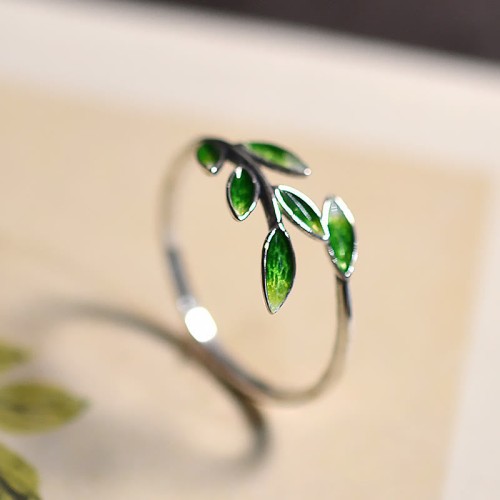 Buddha Stone Leaves Copper Wealth Ring