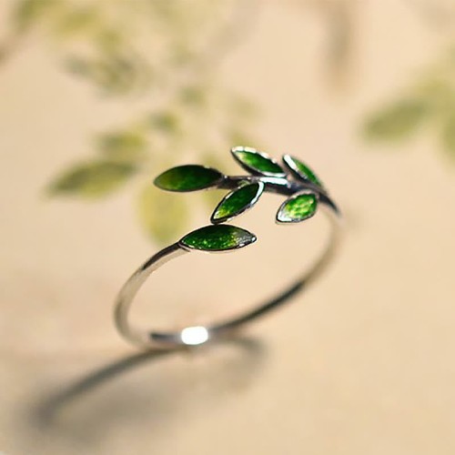 Buddha Stone Leaves Copper Wealth Ring
