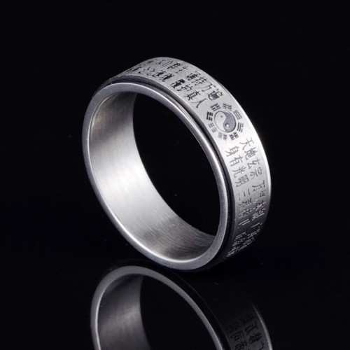 Bagua Yin Yang Chinese Characters Titanium Steel Ring