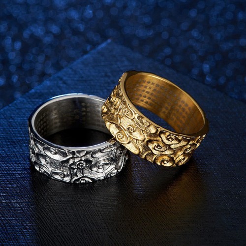 Auspicious Clouds Heart Sutra Titanium Steel Ring Auspicious Clouds Heart Sutra Titanium Steel Ring