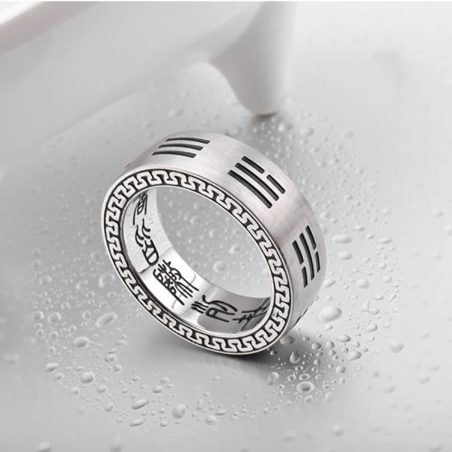 Bagua Yin Yang Taoist Mantra Titanium Steel Harmony Ring Bagua Yin Yang Taoist Mantra Titanium Steel Harmony Ring