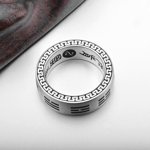 Bagua Yin Yang Taoist Mantra Titanium Steel Harmony Ring Bagua Yin Yang Taoist Mantra Titanium Steel Harmony Ring