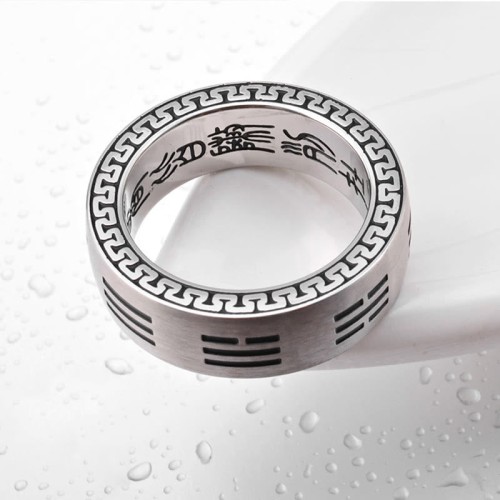 Bagua Yin Yang Taoist Mantra Titanium Steel Harmony Ring Bagua Yin Yang Taoist Mantra Titanium Steel Harmony Ring