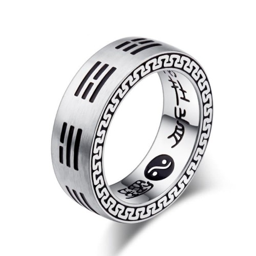 Bagua Yin Yang Taoist Mantra Titanium Steel Harmony Ring Bagua Yin Yang Taoist Mantra Titanium Steel Harmony Ring
