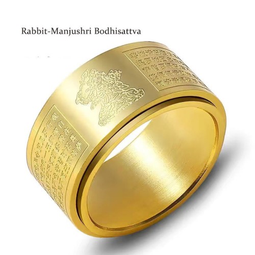 Chinese Zodiac Buddha Heart Sutra Ring