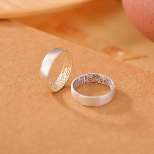 999 Silver Lotus Six True Words Enlightenment Ring 999 Silver Lotus Six True Words Enlightenment Ring