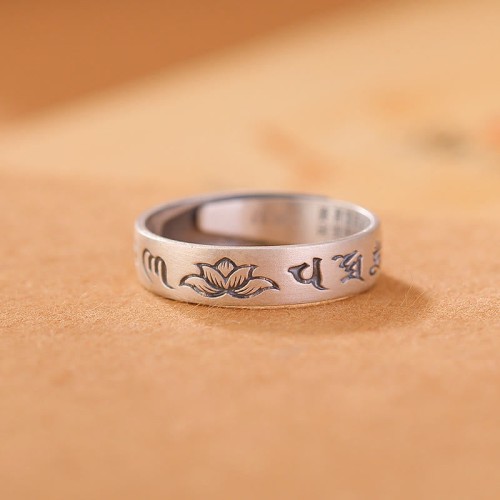 999 Silver Lotus Six True Words Enlightenment Ring 999 Silver Lotus Six True Words Enlightenment Ring