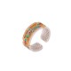999 Sterling Silver Enamel Feather Calm Ring