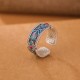 999 Sterling Silver Enamel Feather Calm Ring