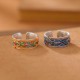 999 Sterling Silver Enamel Feather Calm Ring