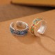999 Sterling Silver Enamel Feather Calm Ring