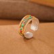 999 Sterling Silver Enamel Feather Calm Ring