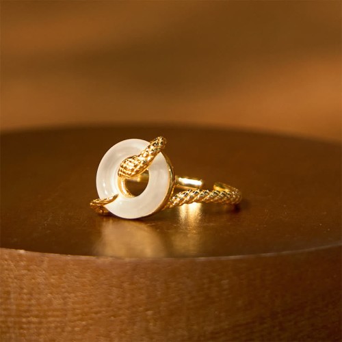 Chalcedony Peace Buckle 925 Sterling Silver Snake Ring