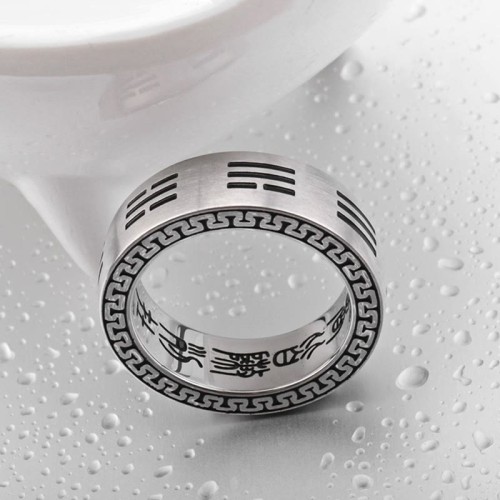 Bagua Yin Yang Taoist Mantra Titanium Steel Harmony Ring Bagua Yin Yang Taoist Mantra Titanium Steel Harmony Ring