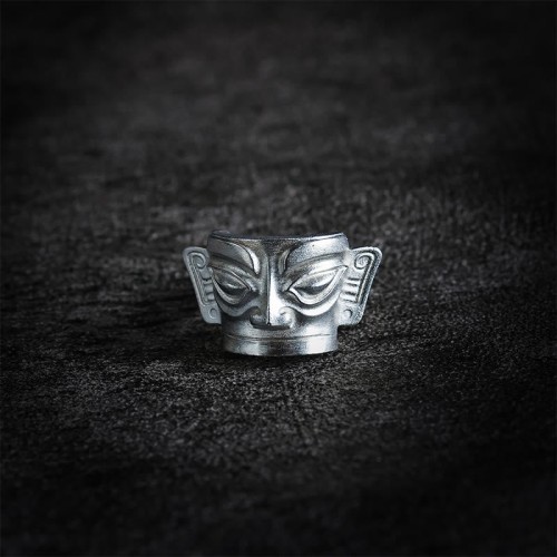 999 Sterling Silver Sanxingdui Mask Protection Ring 999 Sterling Silver Sanxingdui Mask Protection Ring