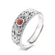 925 Sterling Silver Red Agate Logical Thinking Ring