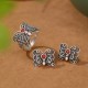 925 Sterling Silver Red Agate Butterfly Set