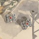 925 Sterling Silver Red Agate Butterfly Set
