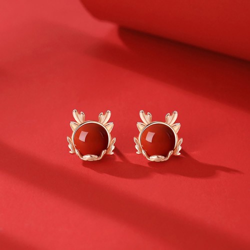 Flash Sale-925 Silver Year of the Dragon Cinnabar Red Agate Ring Set