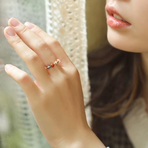 14k Gold-plated Fu Lu Shou Crystal Happiness Ring