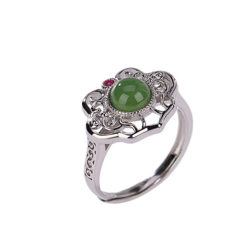 925 Silver Hetian Cyan Jade Luck Earrings Set