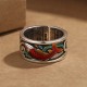 Blue Enamel Koi Heart Sutra Success Ring