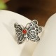 925 Sterling Silver Red Agate Butterfly Set