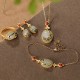 925 Sterling Silver Hetian Jade Vine Luck Set 925 Sterling Silver Hetian Jade Vine Luck Set