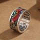 Blue Enamel Koi Heart Sutra Success Ring