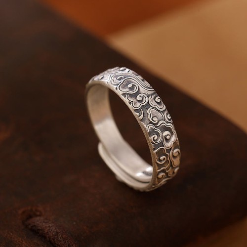 999 Sterling Silver Lotus Plum Blossom Enlightenment Ring 999 Sterling Silver Lotus Plum Blossom Enlightenment Ring