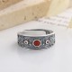 925 Sterling Silver Red Agate Logical Thinking Ring