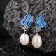 925 Silver Pearl Butterfly Healing Necklace & Earrings Ring