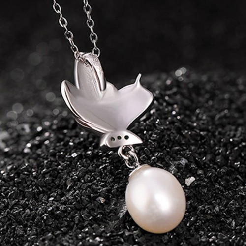 925 Silver Pearl Butterfly Healing Necklace & Earrings Ring