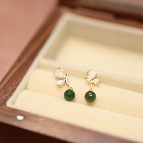 Butterfly Tridacna Stone Cyan Jade Jewelry Set Butterfly Tridacna Stone Cyan Jade Jewelry Set