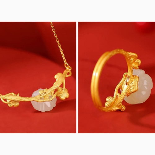 925 Sterling Silver Hetian Jade Plum Blossom Luck Set 925 Sterling Silver Hetian Jade Plum Blossom Luck Set