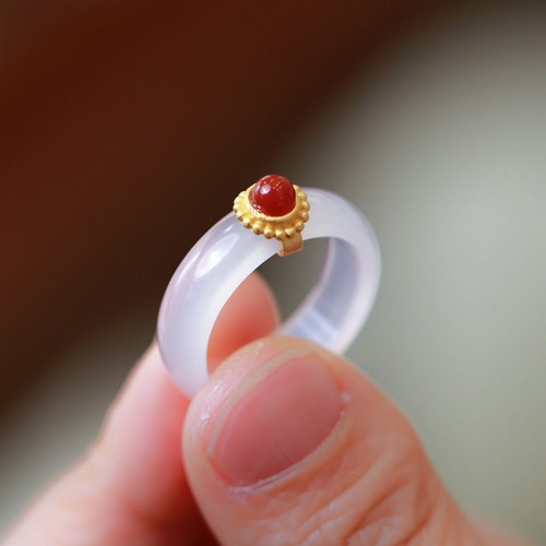 Agate Cyan Jade Protection Ring