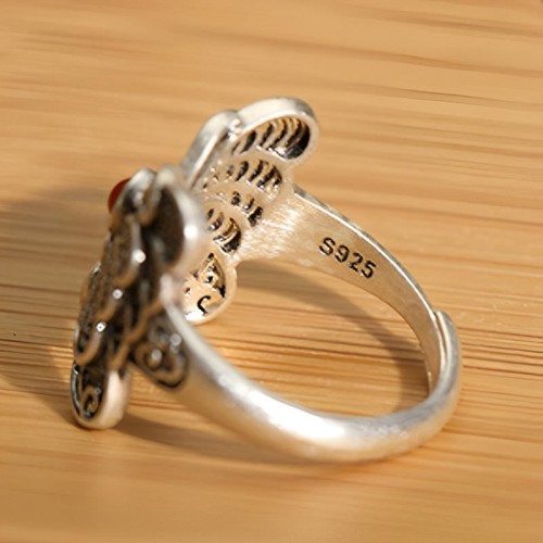925 Sterling Silver Red Agate Butterfly Set