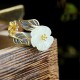 925 Silver Plated Copper White Jade Luck Ring