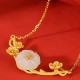 925 Sterling Silver Hetian Jade Plum Blossom Luck Set 925 Sterling Silver Hetian Jade Plum Blossom Luck Set