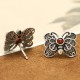 925 Sterling Silver Red Agate Butterfly Set