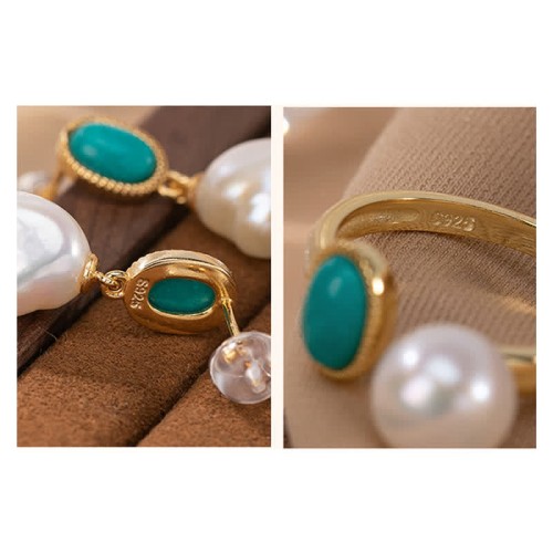 925 Sterling Silver Pearl Turquoise Healing Set 925 Sterling Silver Pearl Turquoise Healing Set
