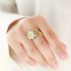 925 Silver Plated Copper White Jade Luck Ring