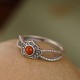 925 Silver Red Agate Logical Thinking Ring