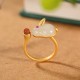 925 Silver Rabbit Year Hetian Jade Luck Set