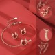 Flash Sale-925 Silver Year of the Dragon Cinnabar Red Agate Ring Set