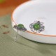 925 Silver Hetian Cyan Jade Luck Earrings Set