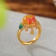 925 Silver Plated Amber Pearl Confidence Ring Set