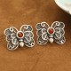 925 Sterling Silver Red Agate Butterfly Set