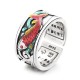 Blue Enamel Koi Heart Sutra Success Ring