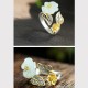 925 Silver Plated Copper White Jade Luck Ring